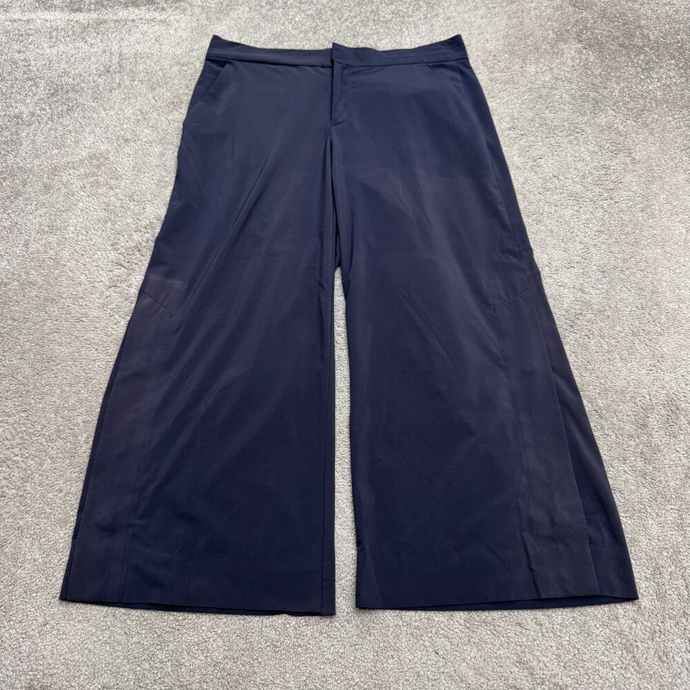 Athleta Tribeca Wide Leg Featherweight Crop Pant Womens 8 Navy Blue Stretch